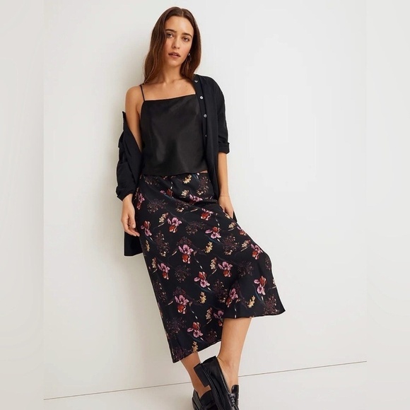 Madewell Silk Layton Midi Slip Skirt - Picture 1 of 7